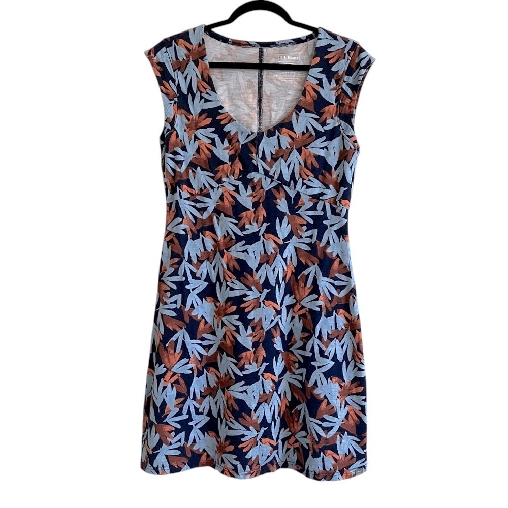 2/$30 L.L. Bean Blue Beech Point Slub Knit V-Neck Sundress - Picture 3 of 14